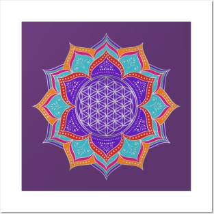 Flower Of Life Lotus Ornaments silver Posters and Art